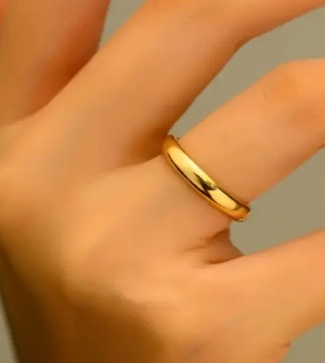 Tungsten Carbide Ring. Gold Band.