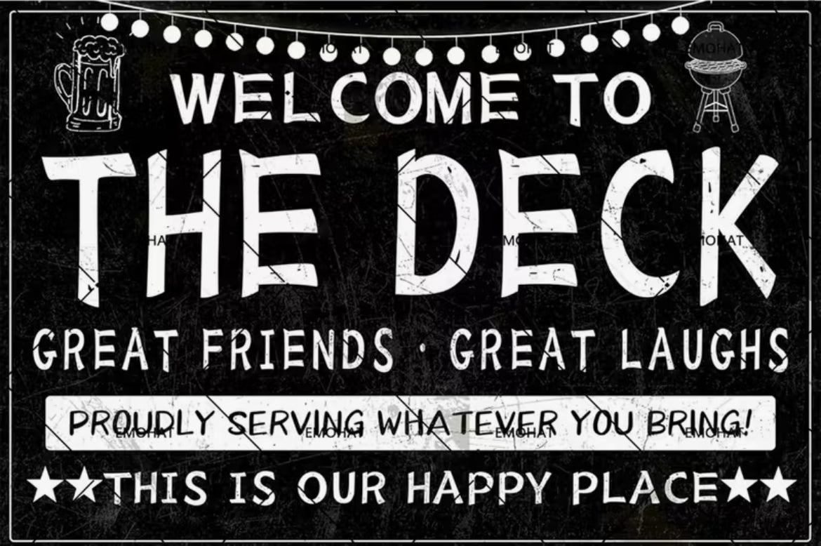 Porch & Patio Decor Deck Decor. Welcome to the deck.