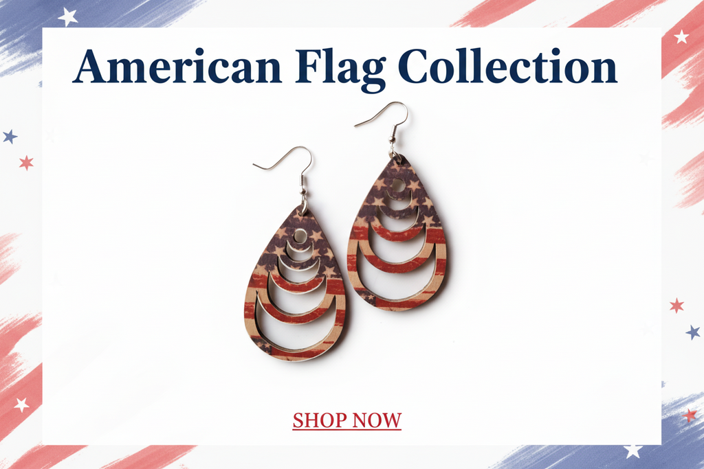 AMERICAN FLAG COLLECTION. Teardrop shaped earrings.