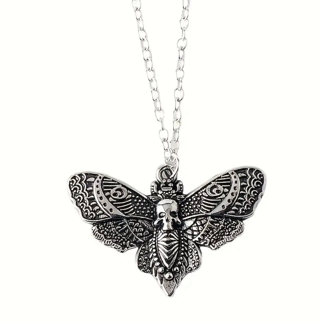 Gothic Retro Style. Butterfly pendant and chain