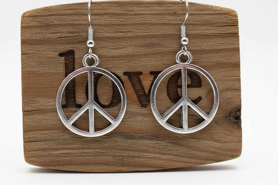 Peace Sign Earrings. Hippie fashion wear.