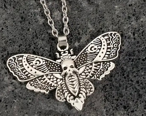 Gothic Retro Style. Butterfly pendant and chain