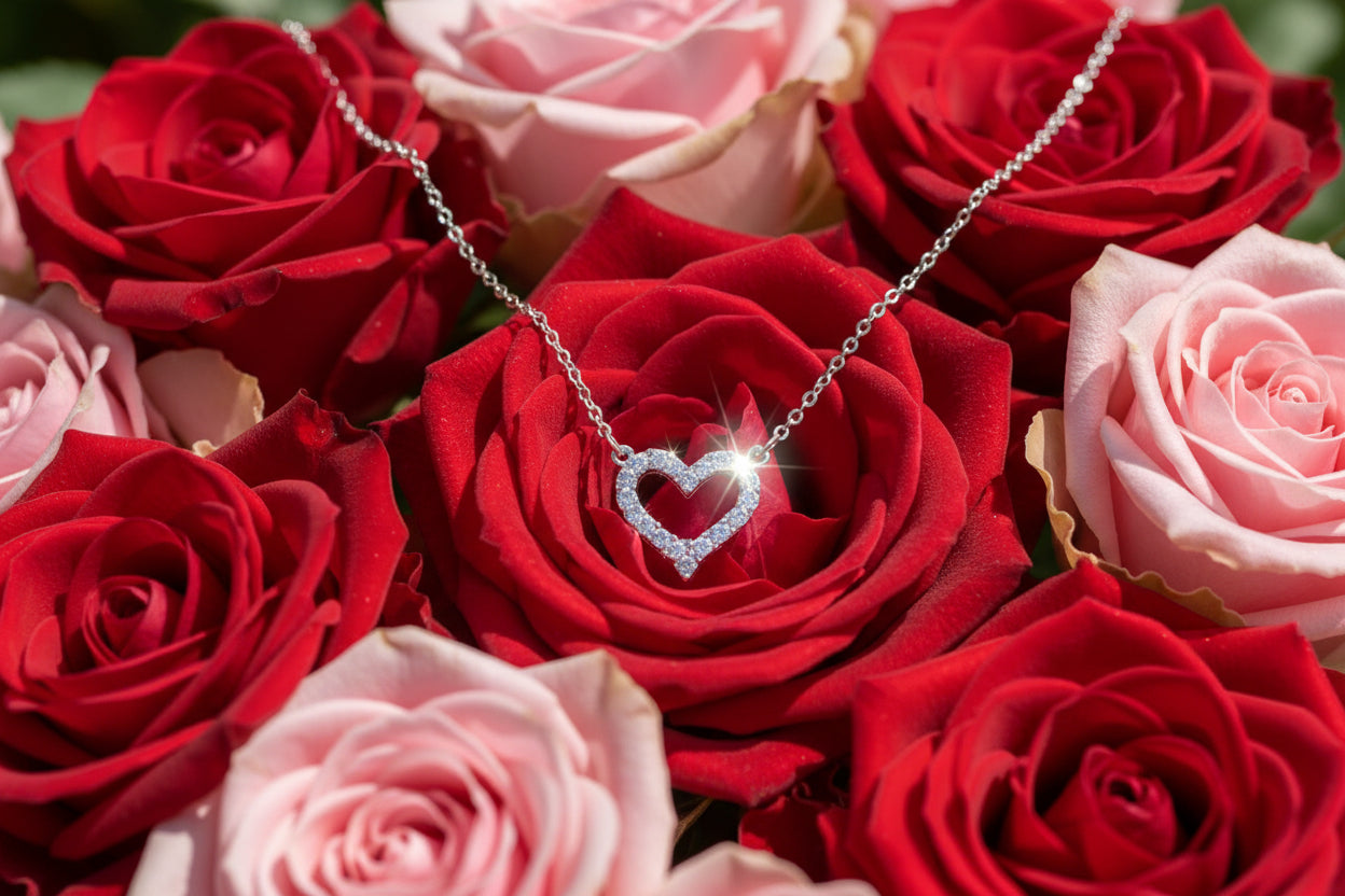 SIMULATED DIAMOND HEART NECKLACE