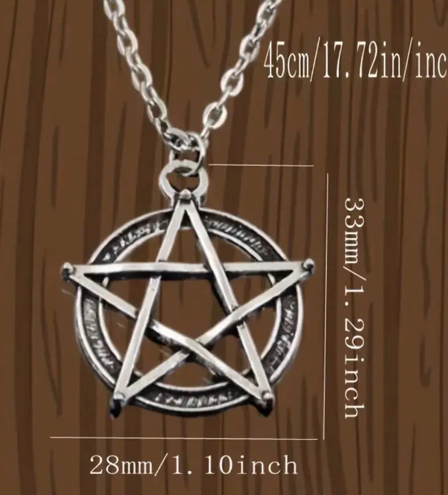 Star Necklace. Punk and Gothic style silvery star pendant on faux leather cord.