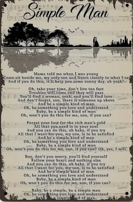 Simple Man song lyrics.