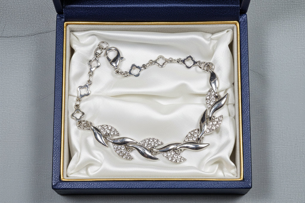 SILVER FAUX DIAMOND BRACELET.