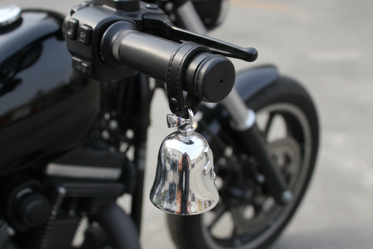 Motorcycle guardian bell. Protection from harm.