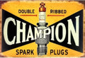 Champion, spark plugs, garage sign