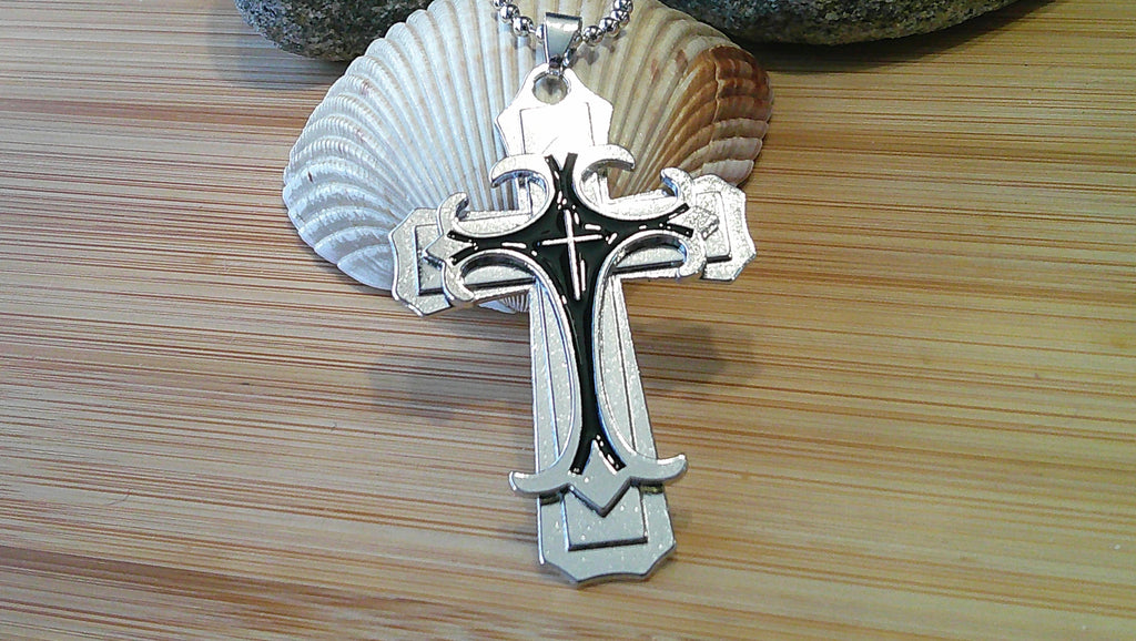 Oil Drip Cross Necklace. Punk, Hip-Hop Style.