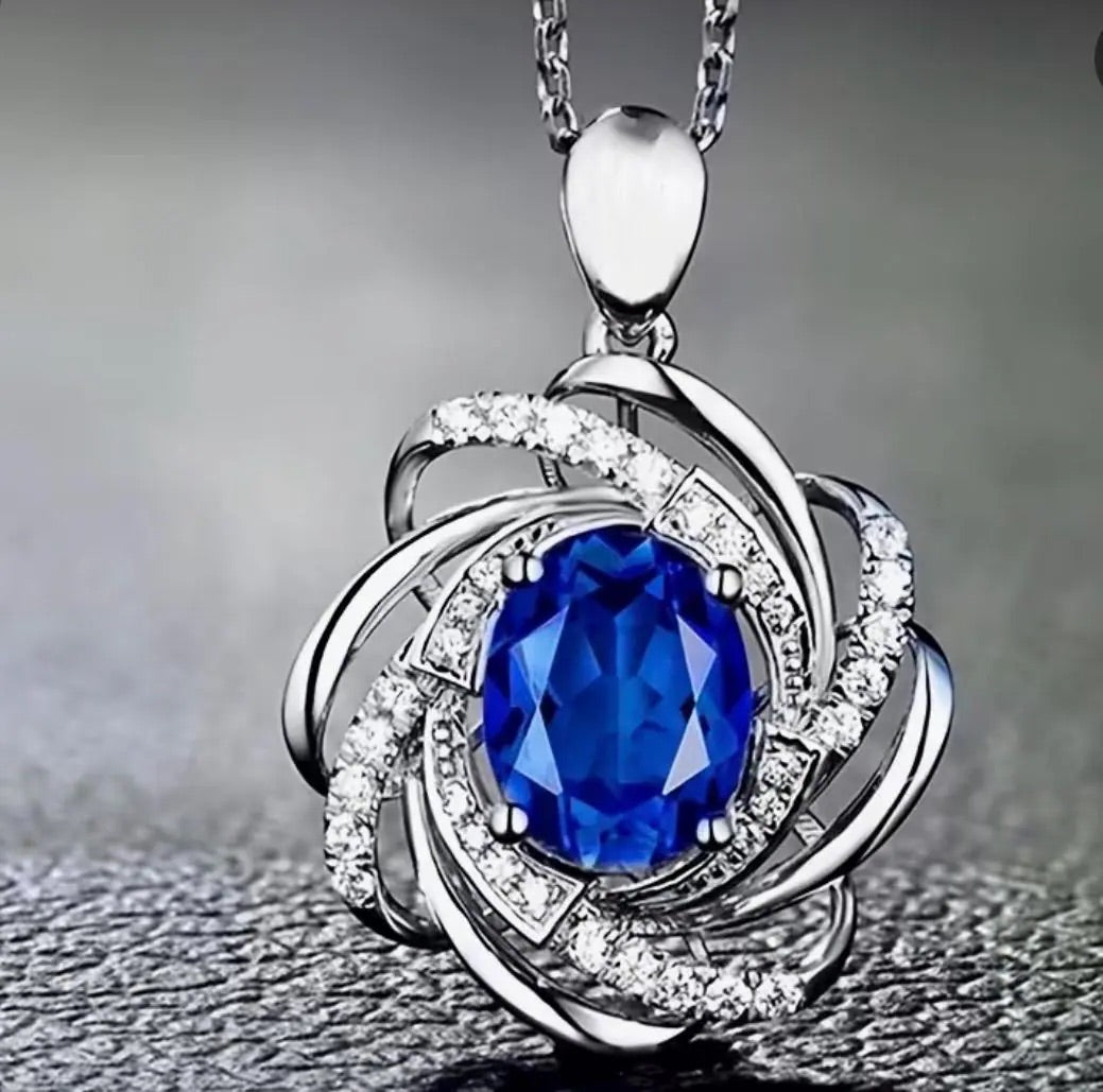 Blue Simulated Gemstone necklace.