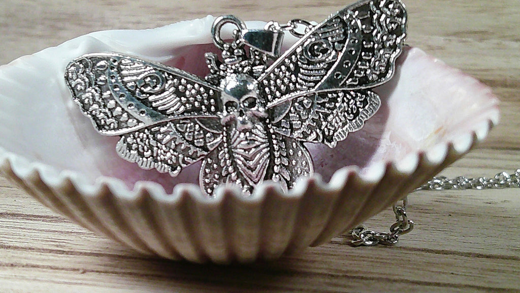 Gothic Retro Style. Butterfly pendant and chain