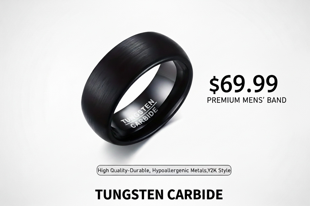 Tungsten Carbide Ring. Black Band.