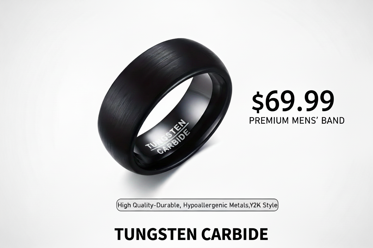 Tungsten Carbide Ring. Black Band.