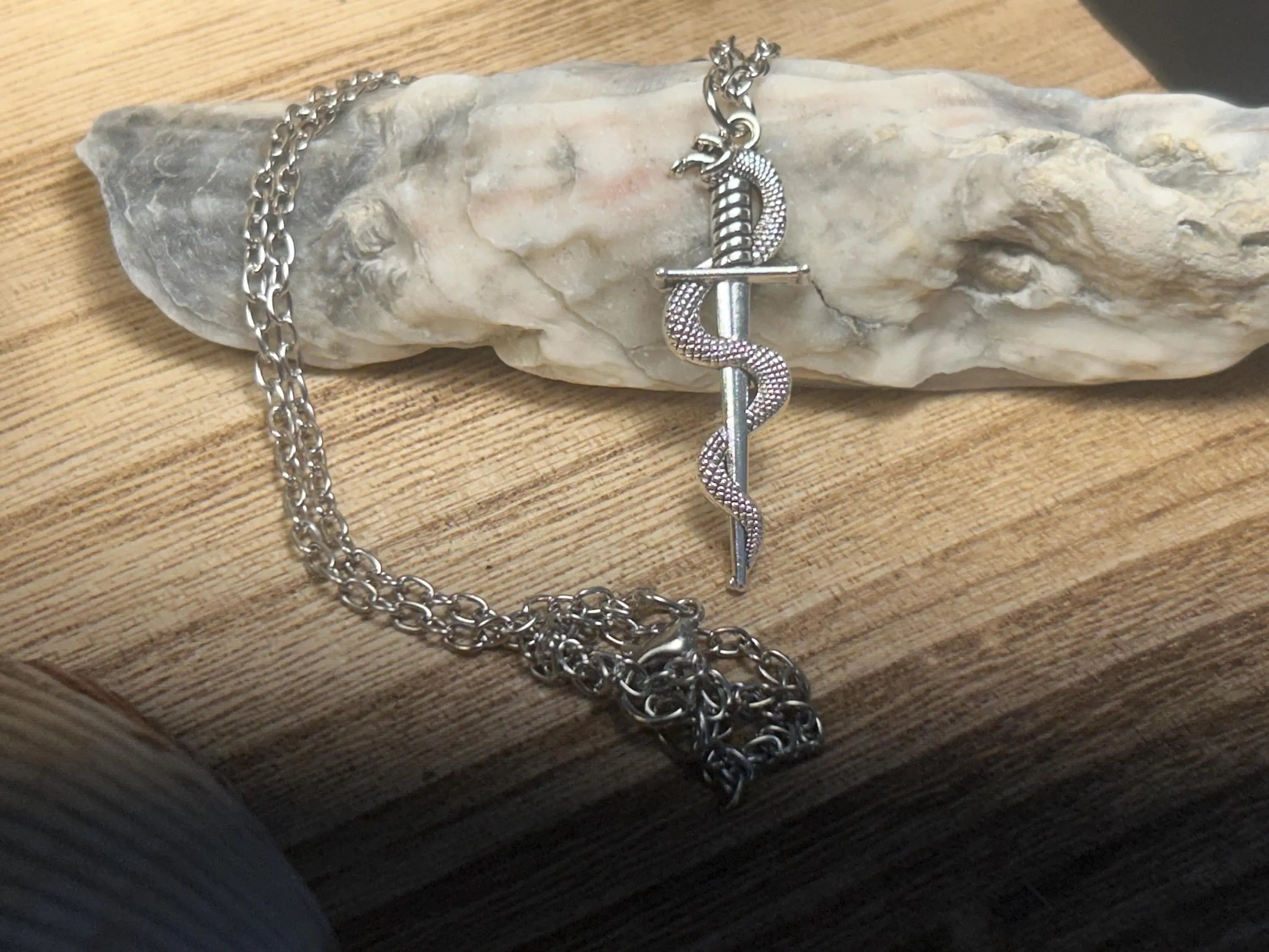 Snake and Sword Necklace. Gothic. Punk style.