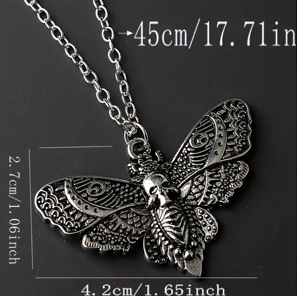 Gothic Retro Style. Butterfly pendant and chain