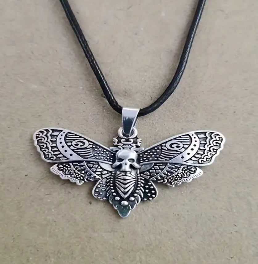 Gothic Retro Style. Butterfly pendant and chain