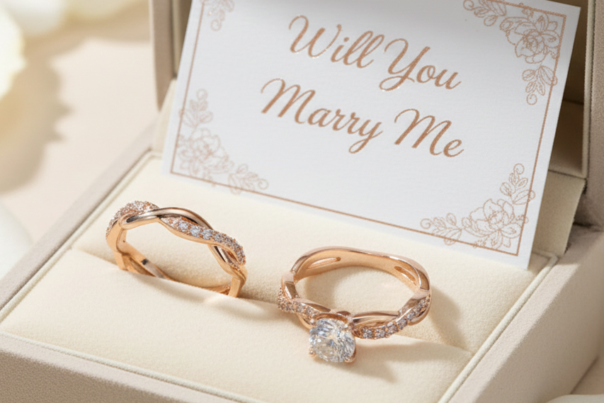 Elegant Twisted Wedding Band Set. Synthetic Zirconia. Elegant and stunning.