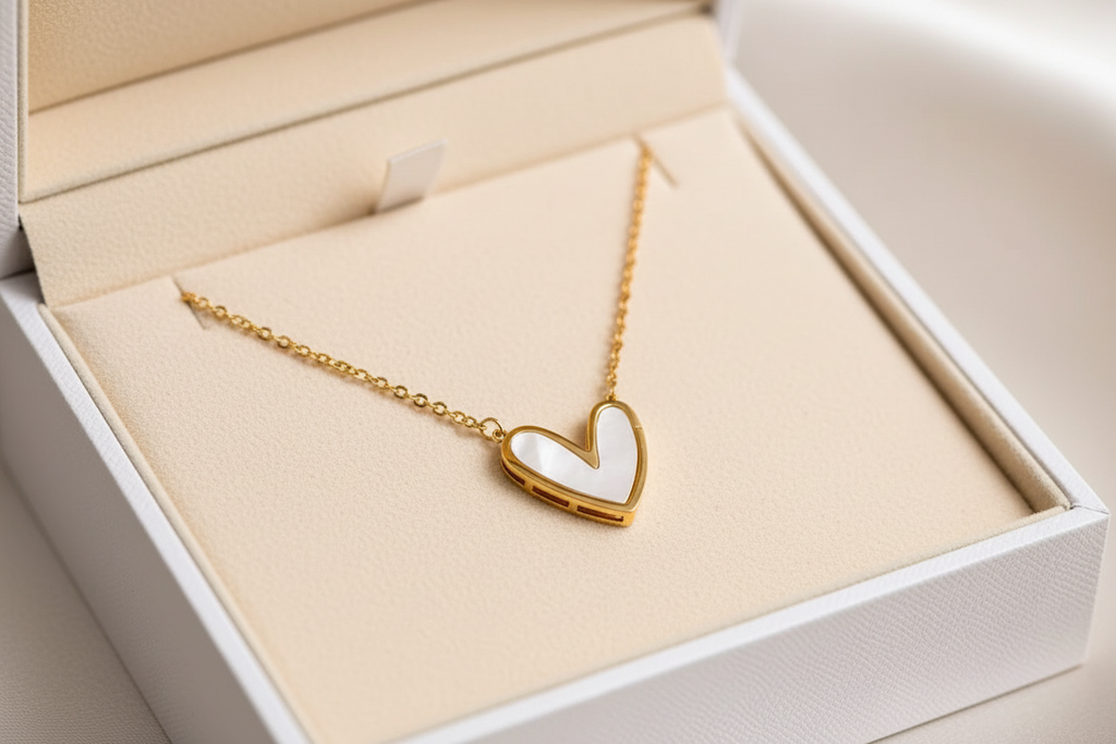 Heart shaped pendant collarbone chain.