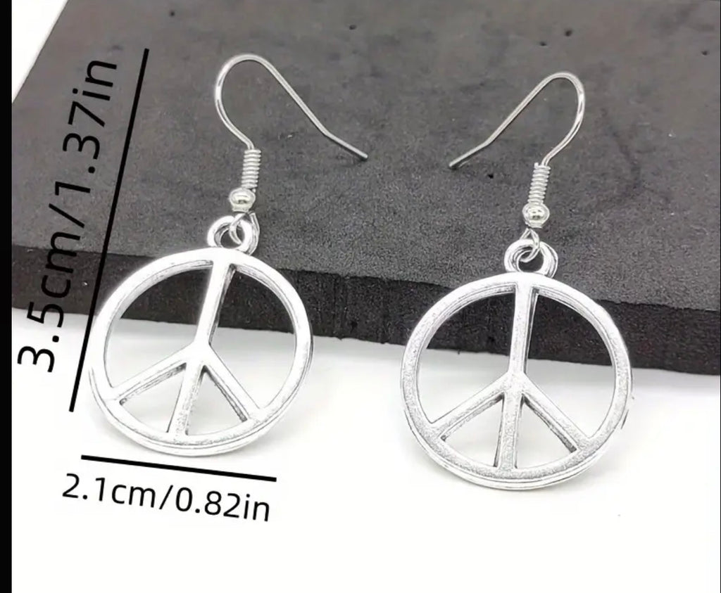 Peace Sign Earrings. Hippie fashion wear.
