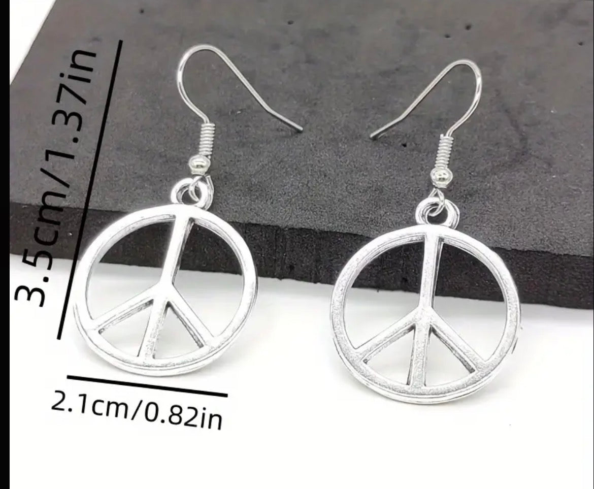 Peace Sign Earrings. Hippie fashion wear.