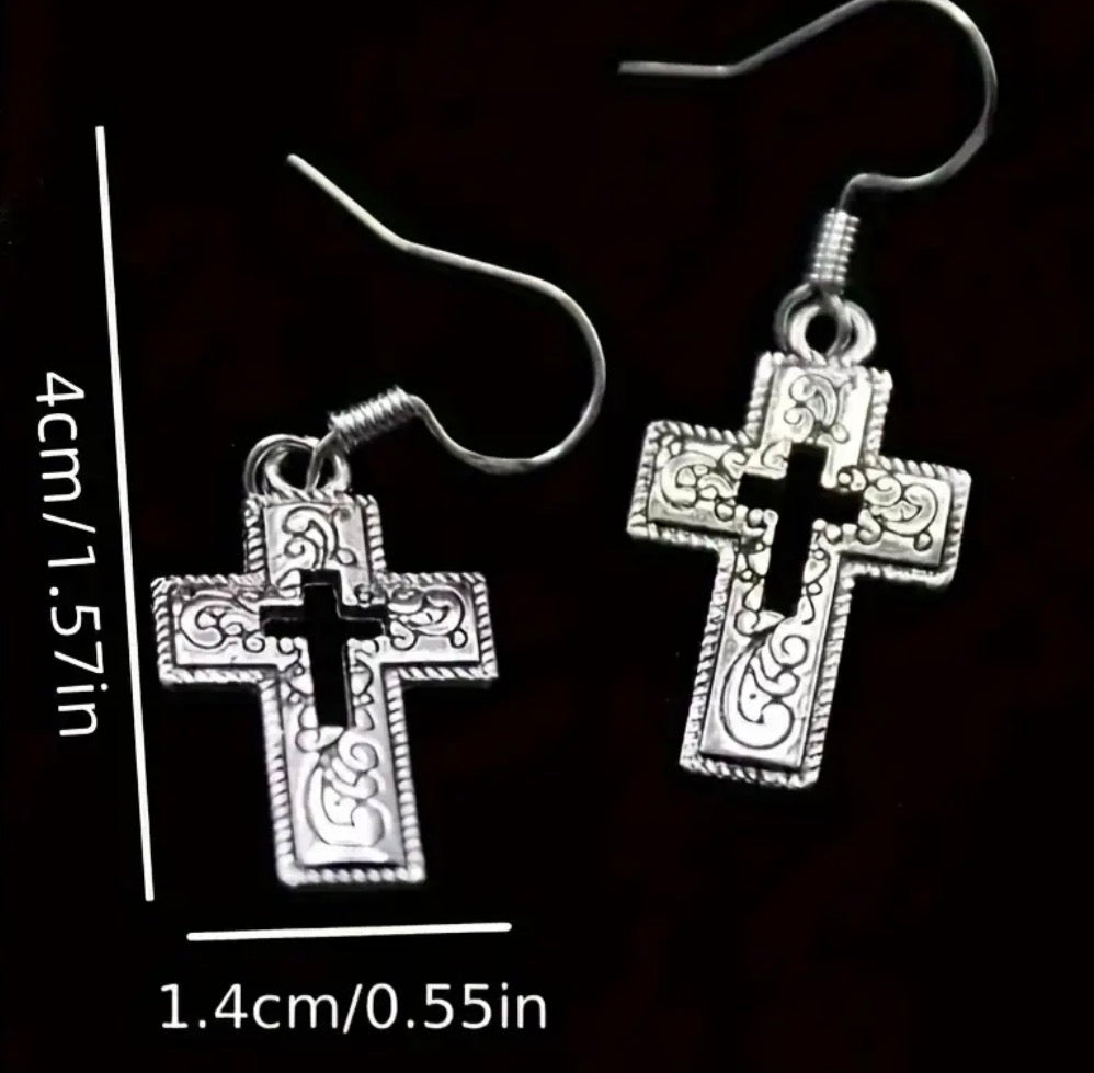 Hollow Cross Earrings.